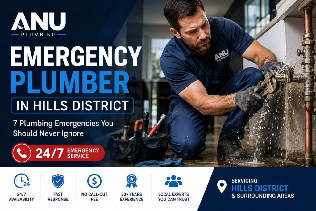 Emergency plumber in Hills District responding to a plumbing emergency